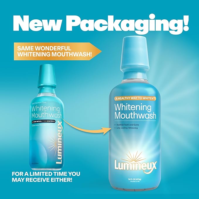Lumineux Teeth Whitening Mouthwash, 16 Oz. 2 Pack - Peroxide Free - Whitening Without The Sensitivity - NO Alcohol, Fluoride & SLS Free