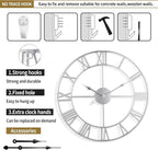 Large Wall Clock for Living Room Decor - 47cm/ 18 Inches Silent Non-Ticking Metal Wall Clocks Battery Operated, Vintage Decorative Modern Wall Clock for Bedroom, Office, Farmhouse Decor