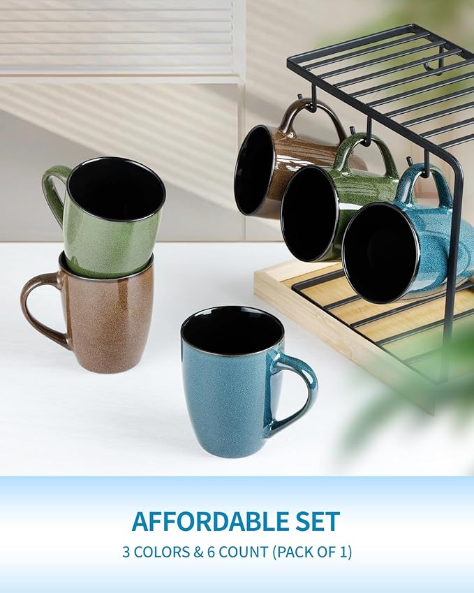 Ceramic Mugs 12oz,Large Ceramic Coffee Cups for Men, Women, Dad, Mom, Modern Coffee Mugs With Handle For Tea,Latte,Cappuccino,Cocoa. (green and blue 4pack)