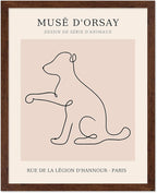 Poster Master Vintage Poster - Retro One Line Dog Drawing Print - Dog Art - Minimal Gift for Men, Women, Animal Lover - Abstract Wall Decor for Home, Office, Bedroom, 8x10 Brown Framed
