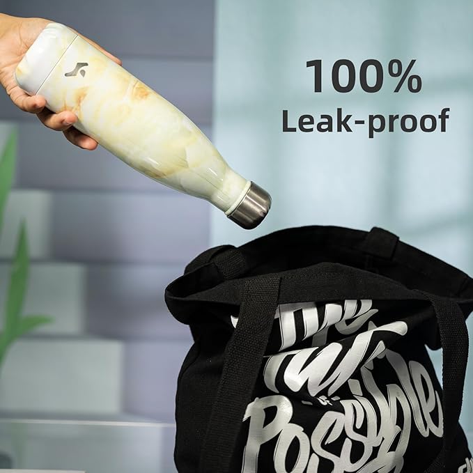 Insulated Water Bottles,12 oz Double Wall Stainless Steel Vacumm Metal Flask for Sports Travel,Marble Jade