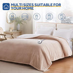 Sealy Electric Blanket Full Size 80"*84",Super Cozy Flannel to Sherpa Reversible Heated Blanket Full Size with 10 Heating Levels & 1-12 Hours Auto Off Overheating Protection Machine Washable, Beige