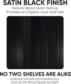 Homeforia Black Floating Shelf 48 inches, High End Solid Real Wood 48 inch Long Floating Shelves for Wall, Black Wooden 48inch Large Floating Shelves, Heavy Duty Bracket, 48 X 6.5 X 1.75 in, Set of 2