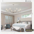 Nickel Chandeliers for Dining Room, 8-Light Chandelier Light Fixture Over Table Modern Candle Chandelier 44in Master Bedroom Chandeliers Lighting for Entry Foyer Bathtub Living Room