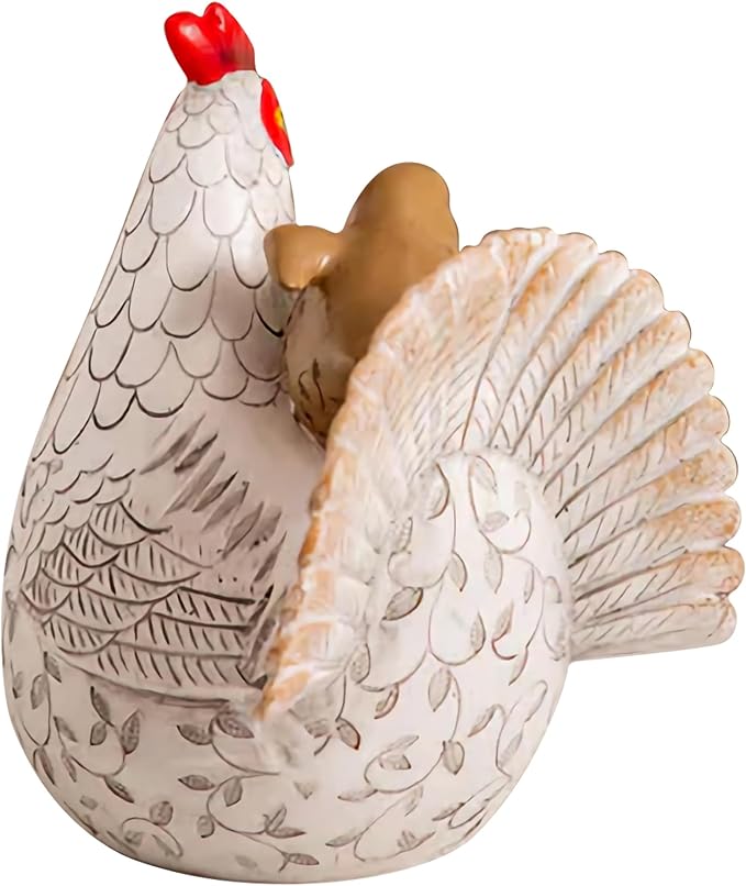 Elenon Chicken Outdoor Garden Statue Decorative, Adorable Flower Bed Rooster Outdoor Statue, Funny Yard Patio Art Decor Sculptures Table Ornament