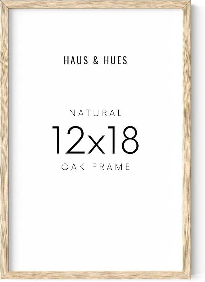 HAUS AND HUES 12 by 18 Picture Frame Set of 1-12 x 18 Poster Frame, 18x12 Light Wood Frame, 12x18 Frame, 12 x 18 Frame Natural Wood, 12 x 18 Picture Frame Wooden (Beige Frame)
