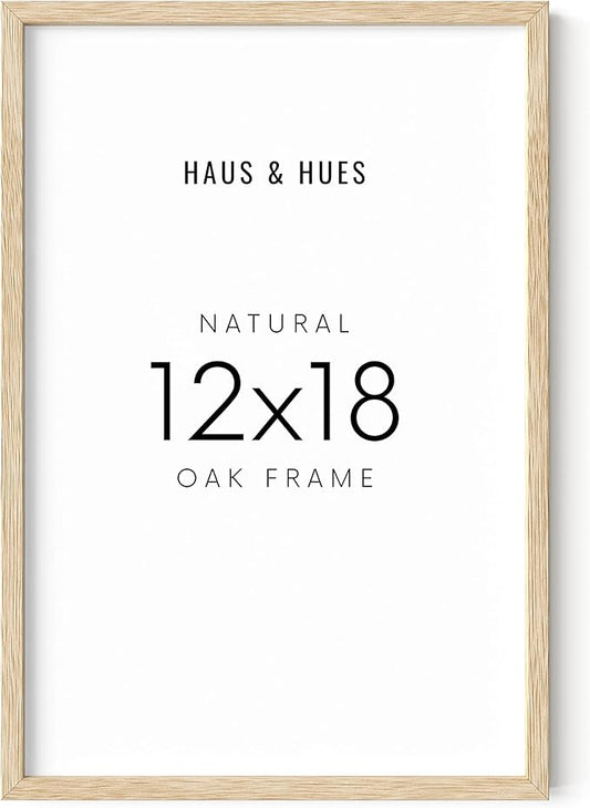 HAUS AND HUES 12 by 18 Picture Frame Set of 1-12 x 18 Poster Frame, 18x12 Light Wood Frame, 12x18 Frame, 12 x 18 Frame Natural Wood, 12 x 18 Picture Frame Wooden (Beige Frame)