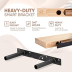 Homeforia Wood Floating Shelf 12 inch, High End Solid Natural Wood 12inch Floating Shelves for Wall Mounted, Unfinished Small Wooden Floating Shelves, Heavy Duty Bracket, 12 X 6.5 X 1.75 in, Set of 2