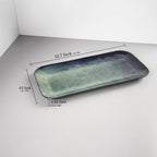 Serving Platters Set of 4, Rectangular Serving Plates, Serving Trays for Entertaining Party, Microwave,Oven,Dishwasher Safe,Kitchen Dinnerware, Blue reactive glaze 12.7 Inch
