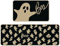 Halloween Kitchen Mat Set of 2, Ghosts Boo Halloween Kitchen Decor, Halloween Rug for Floor, Indoor Spooky Home Decor with Non-Slip Backing,17 x 29 Inch & 17 x 47 Inch