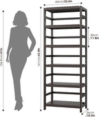 FOTOSOK 6-Tier Bamboo Shelf, Bamboo Bookcase with Adjustable Shelves, Free Standing Storage Shelf Unit, Plant Flower Stand for Kitchen, Bathroom, Home Office, Vintage