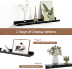 Picture Ledge Shelf for Wall, Floating Shelves Set of 4, 24 Inch Long Nursery Book Shelves for Toys Storage, Kids Bookshelf Wall Mounted for Books Photo Frames, Black