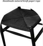 Wishbone Chair Natural Solid Wood Dining Chair/Hans Vegner Y Chair Rattan and Wood Accent Armrest Chairs Set of 4 (Ash Wood - Black)