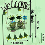 Frog Solar Light Garden Outdoor Decoration Swing Metal Stake Lamp with Welcome Sign Waterproof Patio Yard Decor Gifts-48 inch