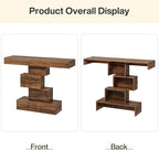 Tribesigns 42.5" Farmhouse Console Table, Narrow Wood Sofa Table Behind Couch with Geometric Base, Industrial Entryway Accent Table for Living Room, Hallway, Entrance (Rustic Brown)