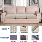 H.VERSAILTEX Super Stretch Individual Seat Cushion Covers - Sofa & Couch Cushion Slipcover Sets - Thick Jacquard Textured Twill Fabric (3 Piece XL Sofa Cushion Covers, Island Fossi)