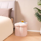 B FSOBEIIALEO Storage Ottoman Cube, Flowers Shaped Ottomans with Storage Foot Stool Footrest, Boucle Ottoman Seat for Dorm Room, Faux Teddy Fur, Pink 15"x15"x15"