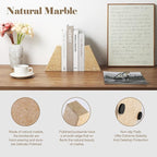 Marble Bookend for Heavy Books, Decorative Bookends for Shelves, Durable and Heavy-Duty Book End for Hardback Book & CDS, Unique Book Stopper & Holder, Pearlly Yellow, Set of 2