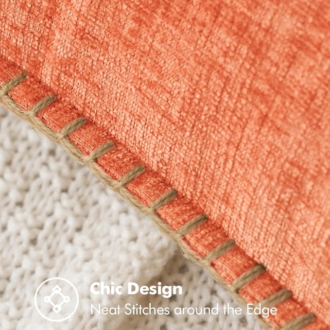 MIULEE Pack of 2 Couch Throw Pillow Covers 18x18 Inch Coral Red Farmhouse Decorative Pillow Covers with Stitched Edge Soft Chenille Solid Dyed Pillow Covers for Sofa Bed Living Room