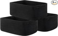 KALLAX Small Woven Basket, 13.5 x 9.5 x 5 Inches, Storage Basket for Organizing, Cute Small Rope Shelf Closet Cube Storage Bins Baskets for Shelves, Dog Toy Gift Baskets Empty, 3 Packs, Black