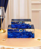 Homde Glass Decorative Storage Box: Set of 2 Boxes for Home Decor - Large Organizer with Lids for Decorations
