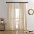 Joydeco Linen Curtains 72 Inch Length 2 Panel Sets,Light Filtering Curtains for Bedroom 52 Inch Wide Living Room Drapes with Back Tabs & Rod Pockets (W52 x L72 Inch, Ecru)