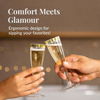Prestee 48 Disposable Plastic Champagne Flutes with Gold Rim Glitter - Clear Toasting Glasses for Mimosa, New Year’s Eve Party, and Elegant Celebrations - Premium Quality Disposable Stemware