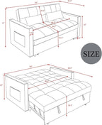 3 in 1 Sleeper Sofa Bed, Futon Sofa Bed for Living Room with Side Pocket, Blue Sleepers Sofas Couch with Pullout Beds, Convertible Love Seat Sleepers couch for Living Room, Bedroom, Small Space