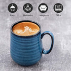 Hasense Coffee Mug Set of 4, 12 Ounce Ceramic Coffee Cups with Handle, Large Mug Set for Coffee, Tea, Chocolate, Modern Mug Gift for Men and women, Dishwasher & Microwave Safe(Blue)