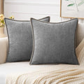 MIULEE Pack of 2 Couch Throw Pillow Covers 20x20 Inch Dark Gray Farmhouse Decorative Pillow Covers with Stitched Edge Soft Chenille Solid Dyed Spring Pillow Covers for Sofa Bed Living Room