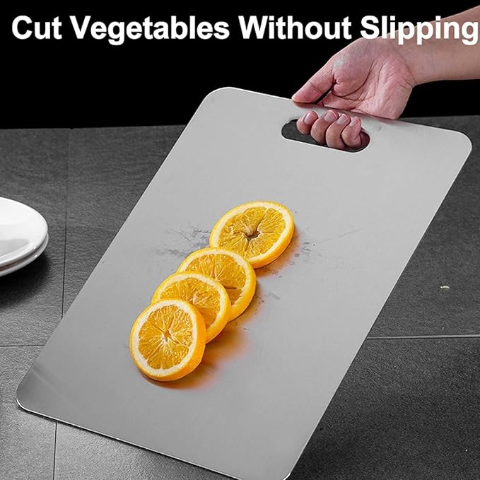Titanium Cutting Board - 2025 New Upgrade 100% Pure Titanium Cutting Boards for Kitchen Double Sided Non Toxic Titanware Cutting Board,Hygiene Durable Dishwasher Safe Chopping Board (12"L x 9"W)