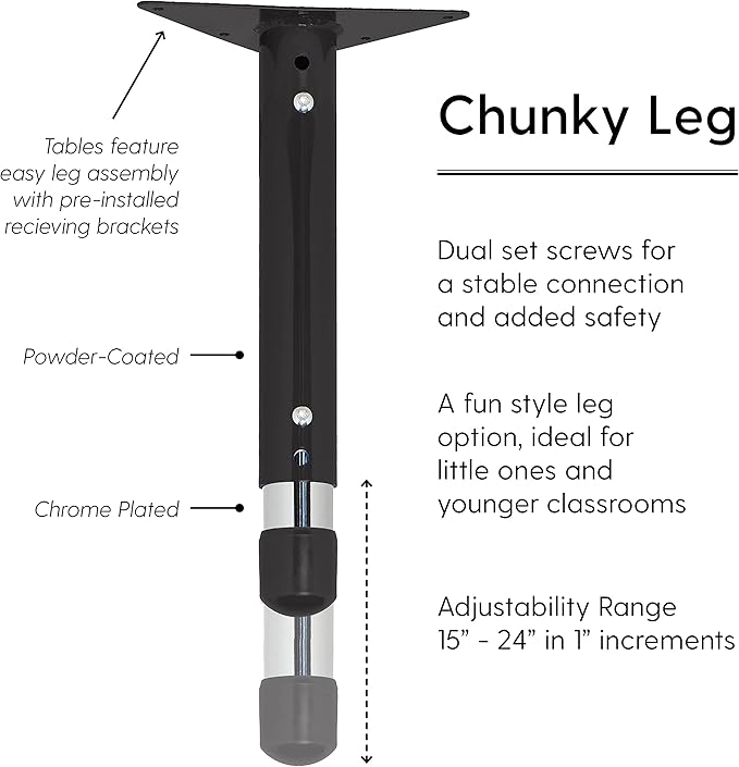 FDP Rectangle Activity School and Classroom Kids Table (36 x 72 inch), Toddler Legs, Adjustable Height 15-24 inches - Maple Top and Black Edge