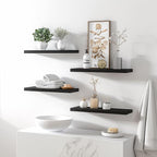 Wood Floating Shelves for Wall Decor, Rustic Wall Shelves for Bedroom Bathroom Kitchen Living Room, Set of 6 Black