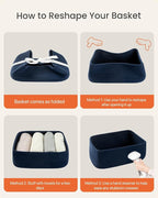 KALLAX Small Woven Basket, 12 x 8 x 4.5 Inches, Storage Basket for Organizing, Cute Small Rope Shelf Closet Cube Storage Bins Baskets for Shelves, Dog Toy Gift Baskets Empty, 3 Packs, Navy Blue