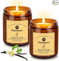 Balsam & Cedar Scented Candle Set 2 Pack – Natural Soy Wax Hand-Poured – Relax and Relieve Stress – 60-Hour Long-Lasting Burn – Premium Aromatherapy Candle for Home Decor, Gifts
