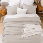 Litanika Linen Grey Comforter Set California King Size, 3 Pieces Cal King Lightweight Solid Bedding Comforter Set, All Season Fluffy Bed Set (104x96In Comforter & 2 Pillowcases)