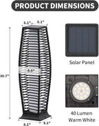 2 Pieces Outdoor Floor Lamp Weather-Resistant Outdoor Wicker Light Solar Powered Lantern Deck Lights for Patio Yard Garden