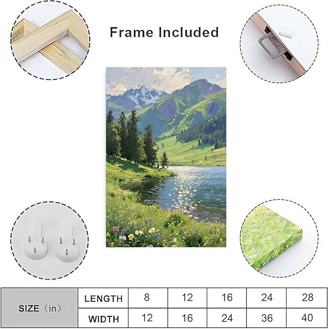 The scenery of mountain streams and green meadows is suitable for living rooms bedrooms offices landscape posters and wall paintings