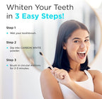 CARBON WHITE Teeth Whitening Powder - Natural Activated Coconut Charcoal Tooth Powder for Removing Stains & Discoloration - Helps Fight Tartar & Plaque, Freshens Breath - Tasteless, Odorless - 30g