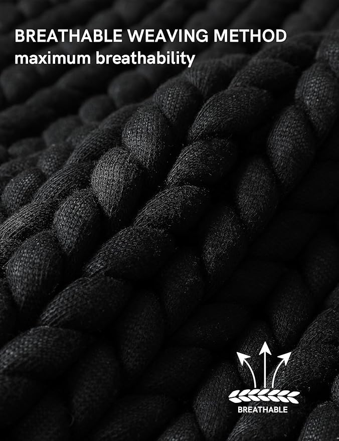 YnM Chunky Throw Blanket, Medium-Weight, Hand Knitted, Skin Friendly, Ventilated and Breathable, Machine Washable, Home Décor Piece for Couch, Sofa and Bed (Black, 50x70 Inch)