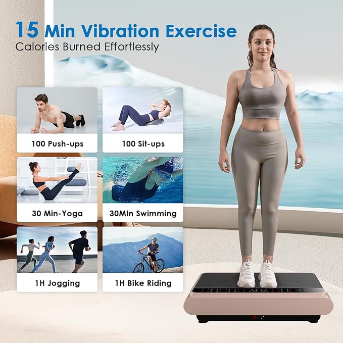 Vibration Plate Exercise Machine - Whole Body Workout Vibration Platform Lymphatic Drainage Machine for Weight Loss Home Fitness with Resistance Bands Remote