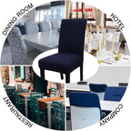 JQinHome 6 Pcs Dining Chair Slipcover,High Stretch Removable Washable Chair Seat Protector Cover for Home Party Hotel Wedding Ceremony (Navy Blue)