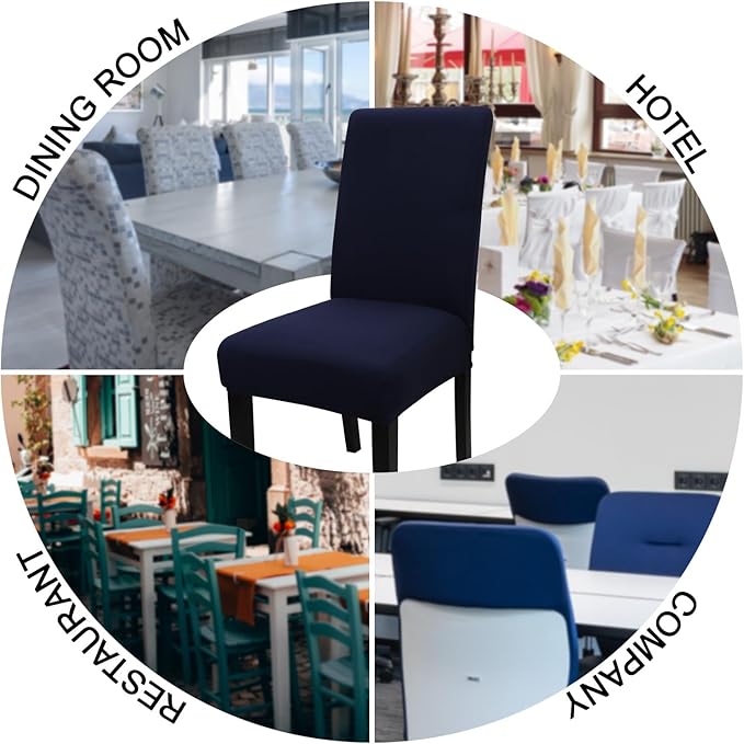 JQinHome 4 Pcs Dining Chair Slipcover, High Stretch Removable Washable Chair Seat Protector Cover for Home Party Hotel Wedding Ceremony
