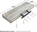 Sorbus Floating Shelves - 3 Pack 16 Inch Rustic Wall Shelves for Bedroom, Kitchen, Living Room, Bathroom Shelves, Home Decor, Office - Floating Shelf for Trophy, Books, Frames, Toilet Paper