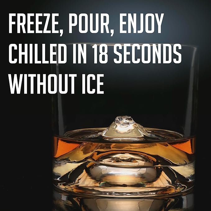 Mount Fuji Heavy Crystal Whiskey Glasses Gift Set of 2, Thick Freezable Bourbon Glass 1lb Each, Premium Whiskey Gifts for Men, Frozen Crystal Chills Cocktails, 10 oz