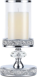 Candle Holder for Pillar Candle, Pillar Candle Holders for Wedding, Coffee Dining Table, Christmas, Table Centerpieces, Home Décor ZXC048D (1 Crystal Ball)