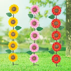 3 Pack Sunflowers Garden Stakes Decor,Metal Yard Art Decorative Garden Stakes,Metal Flowers Spring Garden Decor for Outside,Landscape,Patio(22.6 * 4.7IN)