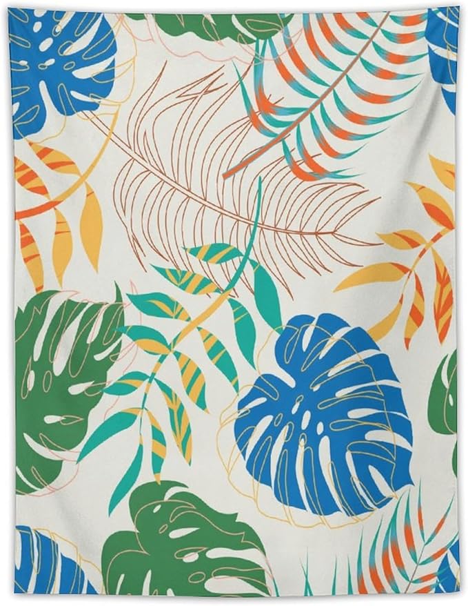 ICMOLYYENLO Tropical Green Plant Tapestry, Green Palm Leaves Natural Landscape Print Wall Tapestry for Bedroom Living Room Dormitory 40x60 Inch