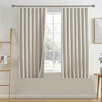 RAIN CITY Natural Birch Blackout Curtains 63 Inch Long 2 Panel Set, Boho Farmhouse Linen Drapes for Bedroom Textured Hook Included 50" x 63"