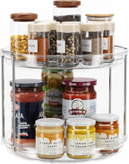 LAMU 2 Tier Lazy Susan Turntable Organizer 9.25'' Rotating Spice Rack Organization for Cabinet, Kitchen, Pantry, Countertop, Bathroom, Vanity, Medicine Cabinet Organizer, Clear
